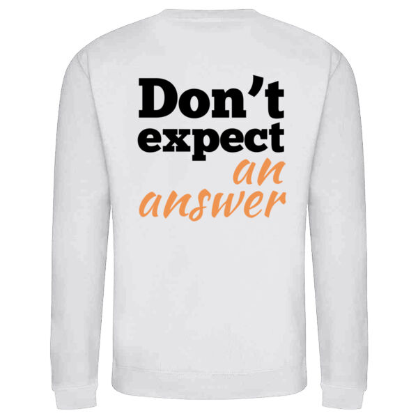 Don't Expect an Answer Adult Sweatshirt Thumbnail